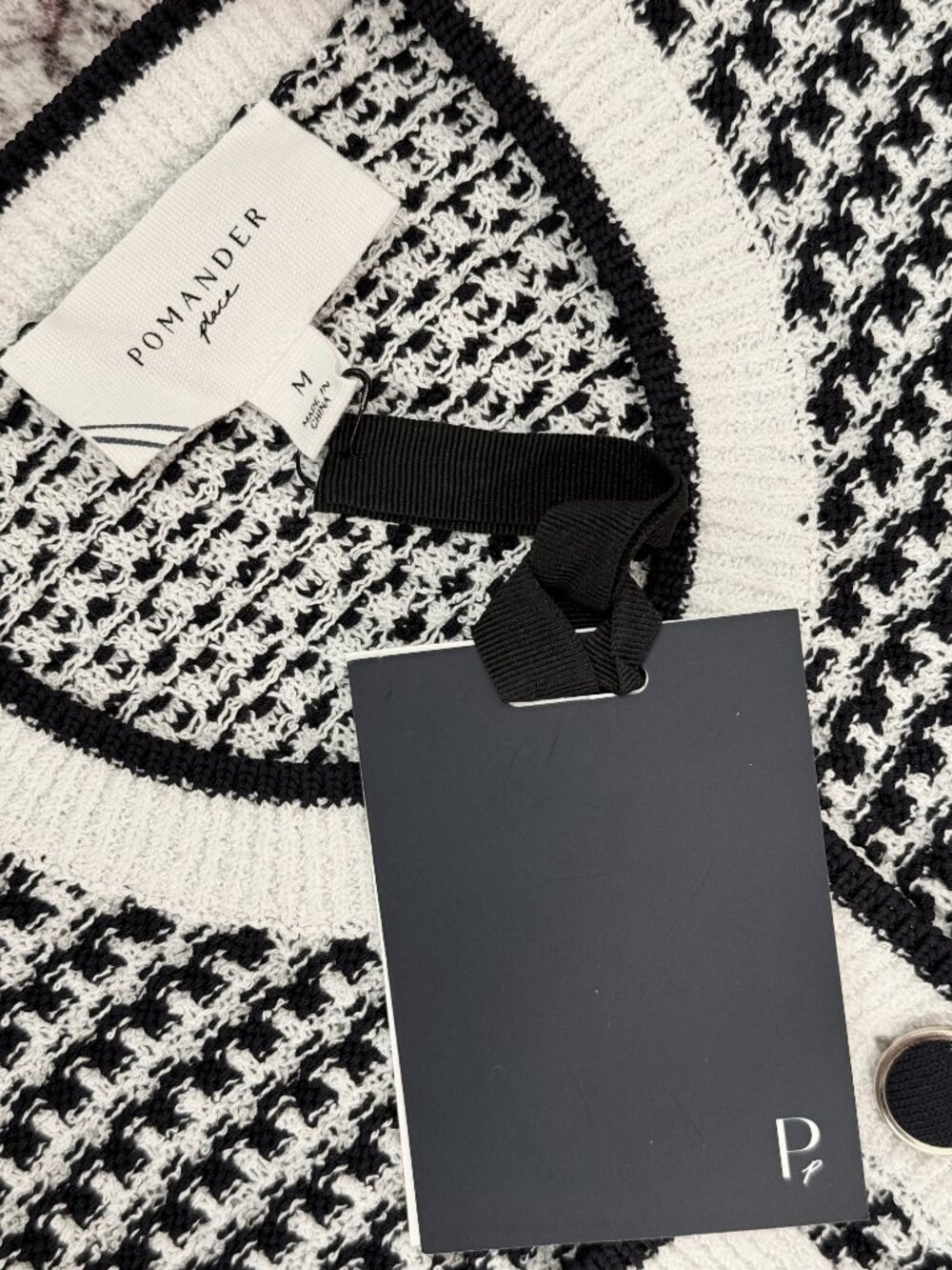 Tuckernuck Pomander Place Bardot Mini Dress Medium NWT Navy White Knit - Picture 10 of 11
